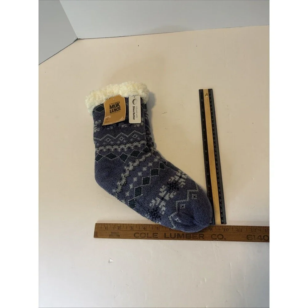 The Original Muk Luks Cabin Socks with Soft Fleece & Grips Size S/M 6-8) New